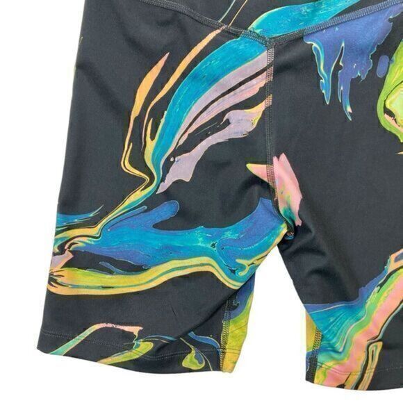 Nike Dri Fit Shorts Womens Small Black Blue Tight Fit Running Pull On Bike Short - Picture 7 of 12